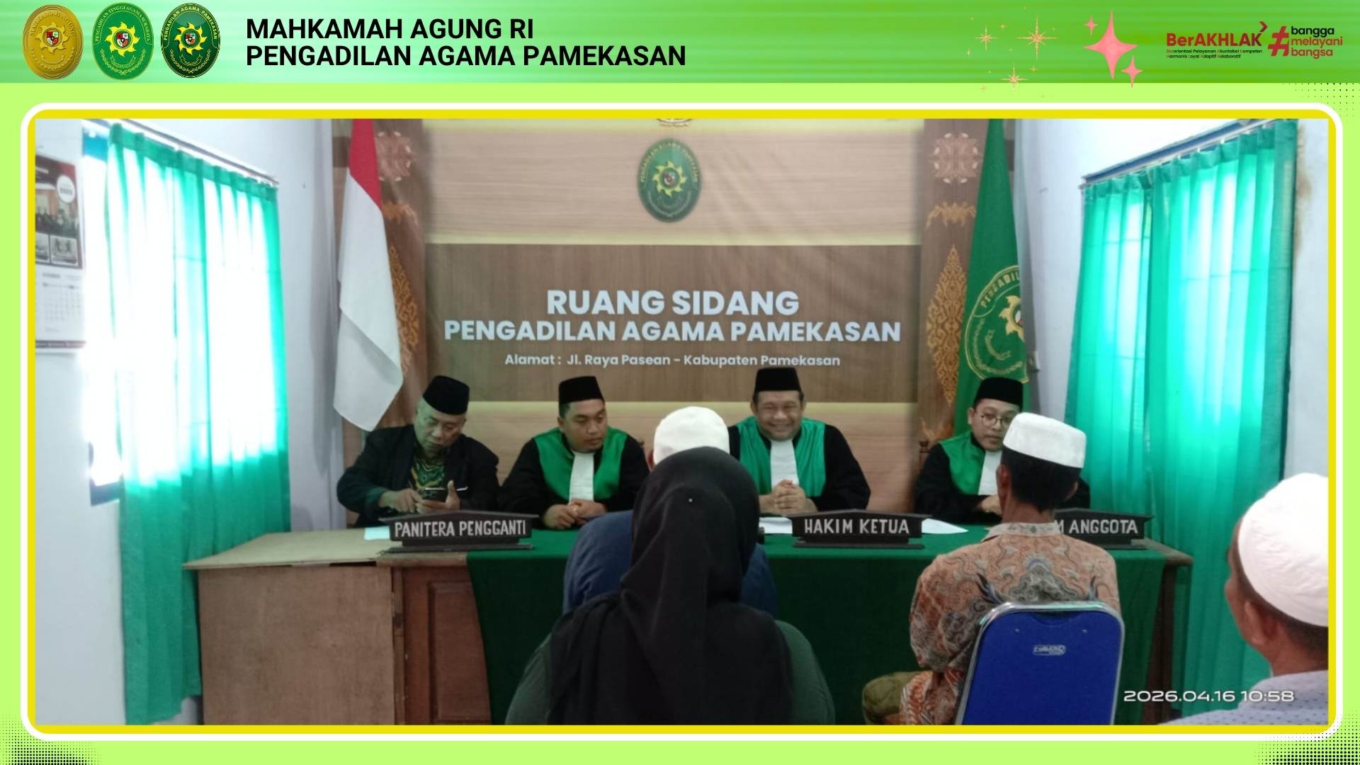 Dekatkan Pelayanan kepada Masyarakat. Pengadilan Agama Pamekasan Gelar Sidang Diluar Gedung di Kecamatan Pasean